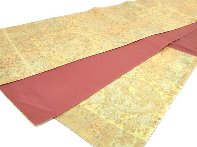 平和屋着物◎六通柄袋帯　花鳥文　金糸　引箔　正絹　逸品　DABK8617cm