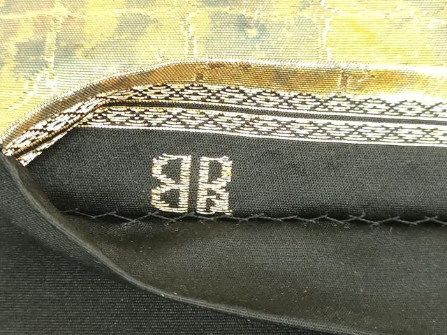 平和屋着物◎西陣　服部織物謹製　六通柄袋帯　格子花文　金糸　引箔　正絹　逸品　DABK8620cm