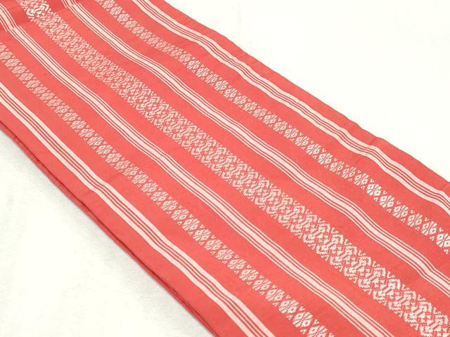 平和屋着物◎本場筑前博多織　両面　半幅帯　献上　正絹　逸品　DABK8621cm