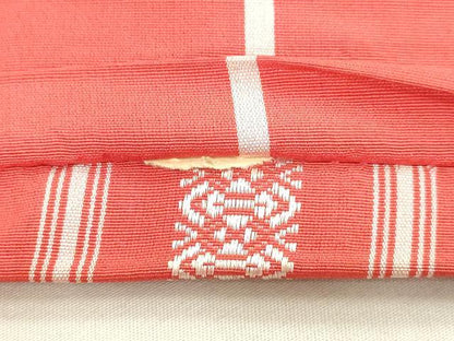 平和屋着物◎本場筑前博多織　両面　半幅帯　献上　正絹　逸品　DABK8621cm