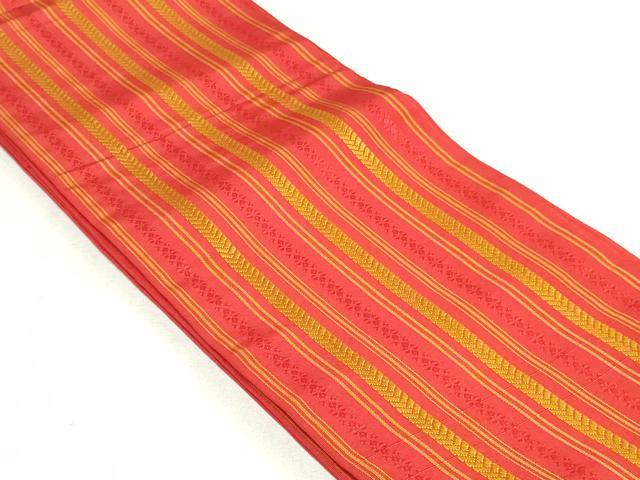 平和屋着物◎本場筑前博多織　両面　半幅帯　献上　正絹　逸品　DABK8629cm