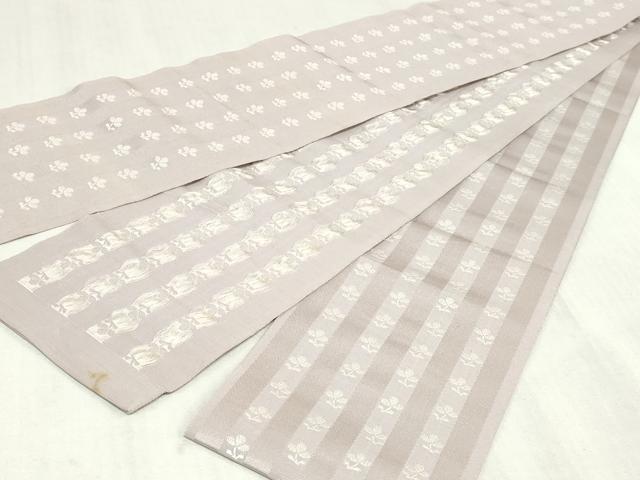 平和屋着物◎本場筑前博多織　半幅帯　一重帯　花間道　大倉織工場謹製　証紙付き　正絹　逸品　DABK8630cm