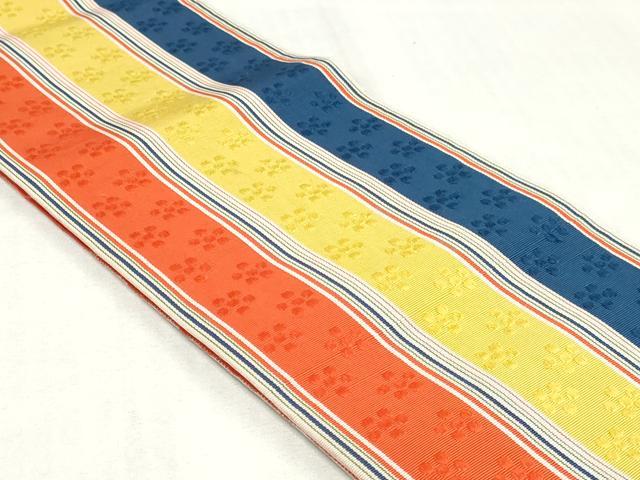 平和屋着物◎本場筑前博多織　半幅帯　花間道　証紙付き　正絹　逸品　DABK8632cm