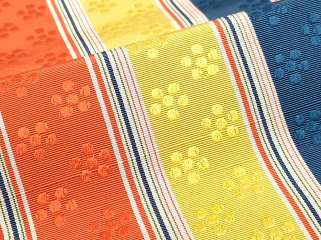 平和屋着物◎本場筑前博多織　半幅帯　花間道　証紙付き　正絹　逸品　DABK8632cm