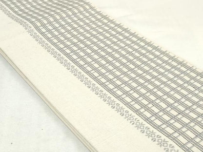 平和屋着物◎両面　半幅帯　格子文　綿　逸品　DABK8633cm
