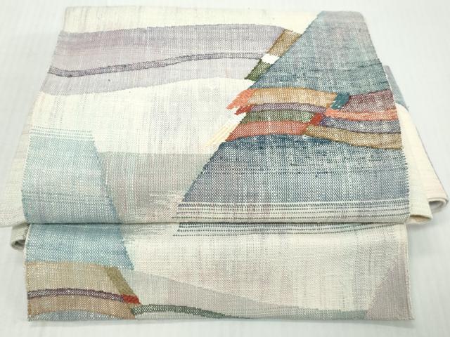 平和屋着物◎ワンタッチつけ帯　紬地　抽象文様　正絹　逸品　DABK8637cm