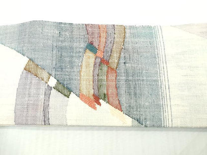 平和屋着物◎ワンタッチつけ帯　紬地　抽象文様　正絹　逸品　DABK8637cm