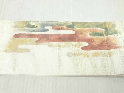 平和屋着物◎つけ帯　エ霞文　金銀糸　正絹　逸品　DABK8652cm