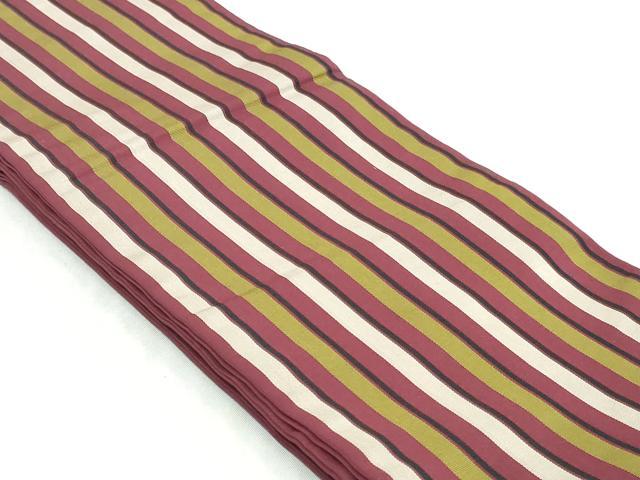 平和屋着物◎本場筑前博多織　半幅帯　間道　正絹　逸品　DABK8654cm