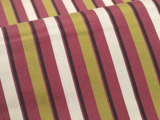 平和屋着物◎本場筑前博多織　半幅帯　間道　正絹　逸品　DABK8654cm