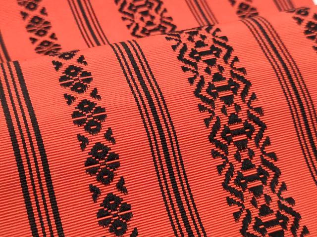 平和屋着物◎本場筑前博多織　半幅帯　献上　正絹　逸品　DABK8659cm