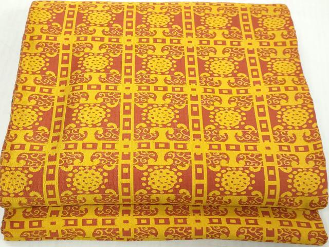 平和屋着物◎両面　全通柄袋帯　格子花文　正絹　逸品　DABK8662cm