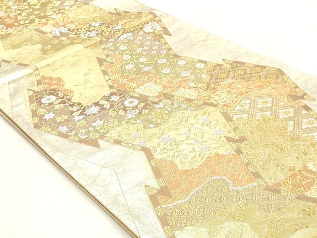 平和屋着物◎六通柄袋帯　唐織　松皮菱花文　唐俑箔　正絹　逸品　DABK8675cm