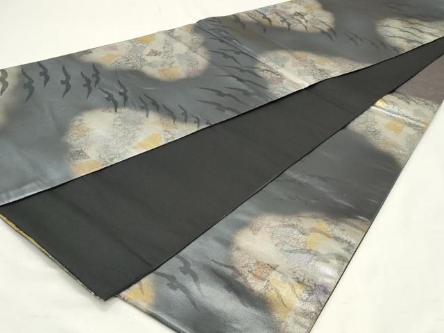 平和屋着物◎六通柄袋帯　霞文　引箔　正絹　逸品　DABK8679cm