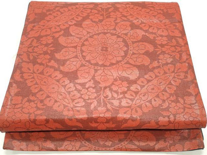 平和屋着物◎六通柄袋帯　草花文　正絹　逸品　DABK8686cm