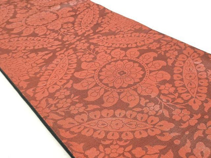 平和屋着物◎六通柄袋帯　草花文　正絹　逸品　DABK8686cm