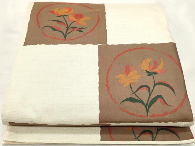 平和屋着物◎六通柄袋帯　紹巴　古今絵巻　正絹　逸品　DABK8698cm