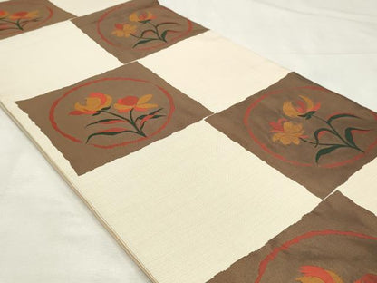 平和屋着物◎六通柄袋帯　紹巴　古今絵巻　正絹　逸品　DABK8698cm