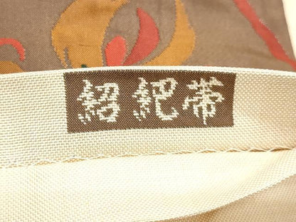 平和屋着物◎六通柄袋帯　紹巴　古今絵巻　正絹　逸品　DABK8698cm