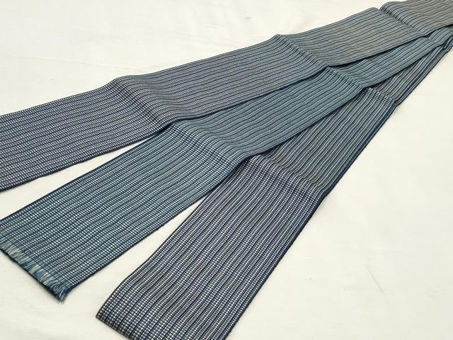 平和屋着物◎男性　本場筑前博多織　角帯　縞　正絹　逸品　DABK8726cm