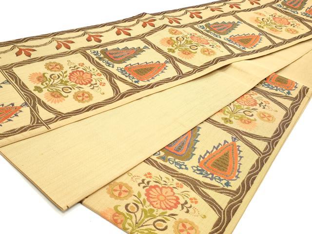 平和屋着物◎六通柄　本袋帯　甲必丹朧錦　正絹　逸品　DABK8736cm