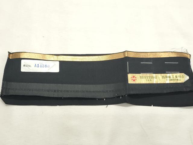 平和屋着物◎西陣　森本織物謹製　六通柄袋帯　唐織　能舞立枠丸文　金糸　証紙付き　正絹　逸品　DABK8737cm