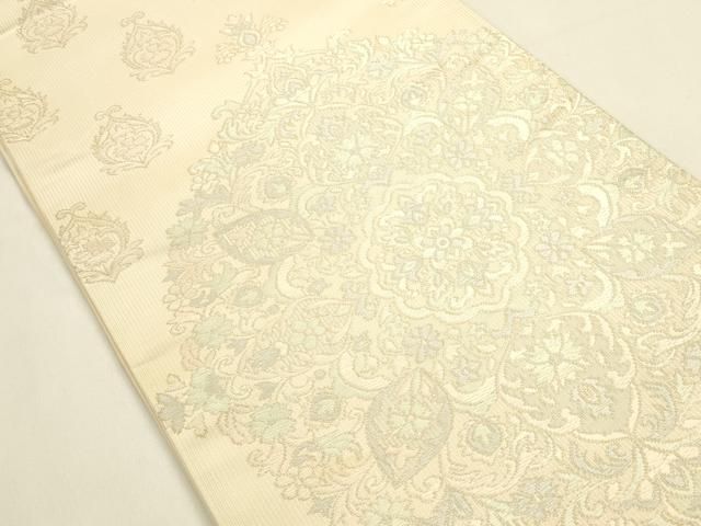 平和屋着物◎六通柄袋帯　唐織　正倉院花文　正絹　逸品　DABK8759cm