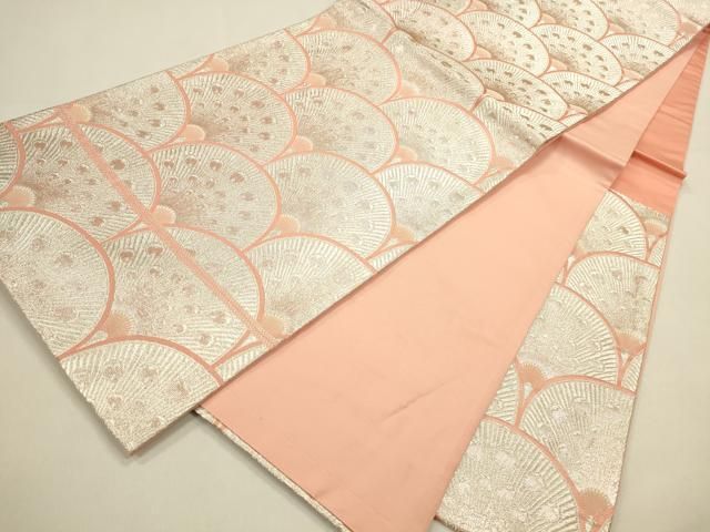 平和屋着物◎六通柄　京袋帯　孔雀羽青海波　銀糸　正絹　逸品　DABK8762cm