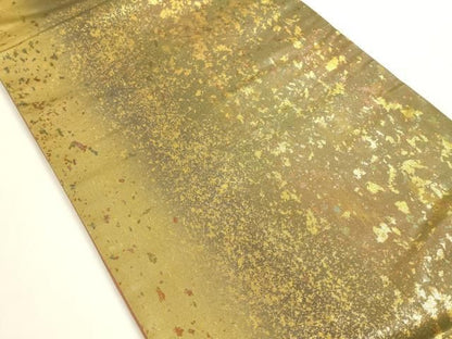 平和屋着物◎六通柄袋帯　霞文　金糸　引箔　正絹　逸品　DABK8771cm