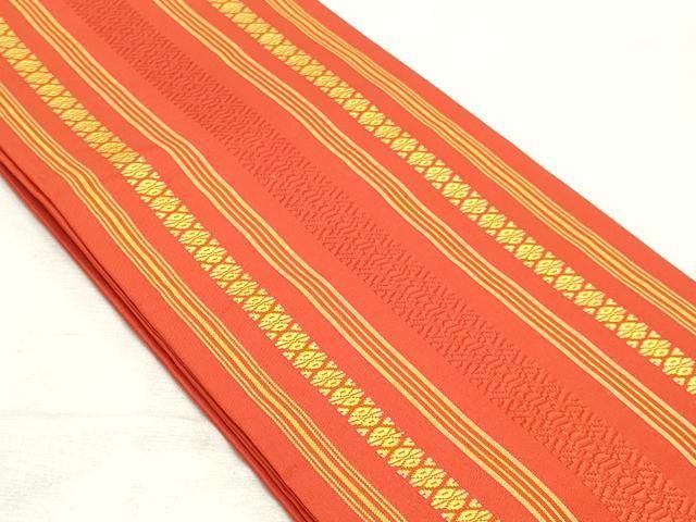 平和屋着物◎本場筑前博多織　半幅帯　献上　正絹　逸品　DABK8785cm