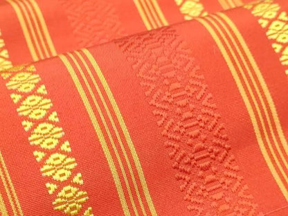 平和屋着物◎本場筑前博多織　半幅帯　献上　正絹　逸品　DABK8785cm