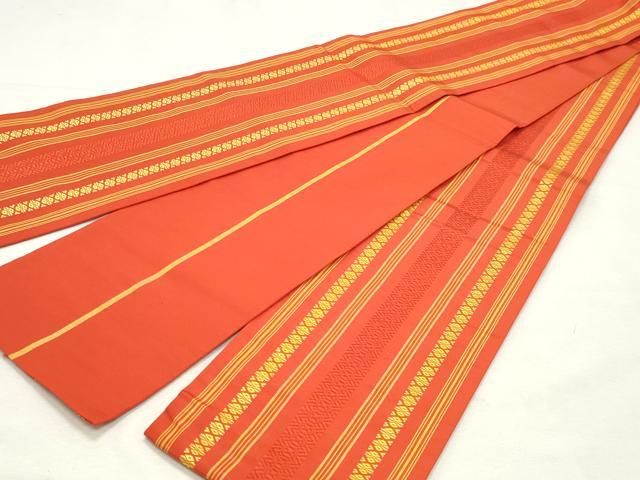 平和屋着物◎本場筑前博多織　半幅帯　献上　正絹　逸品　DABK8785cm