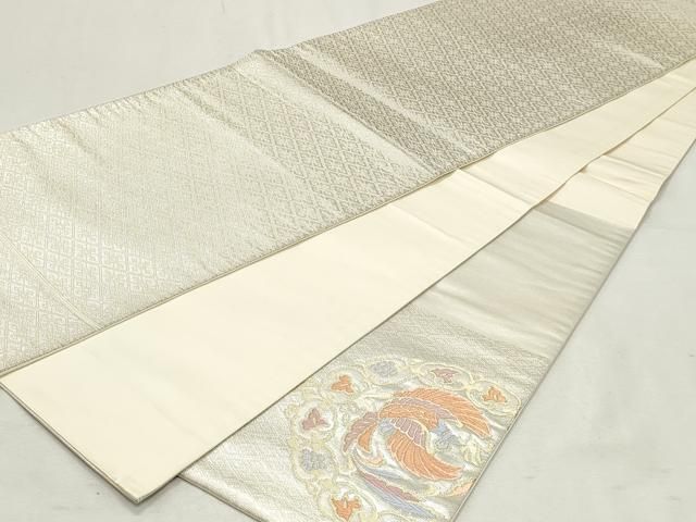 平和屋着物◎太鼓柄袋帯　唐織　鳳凰花唐草文　金銀糸　正絹　逸品　DABK8792cm