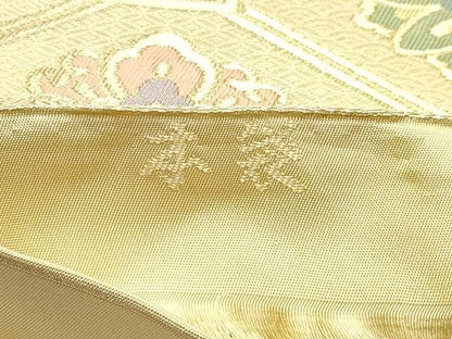 平和屋着物◎六通柄　本袋帯　蜀江花文　金糸　正絹　逸品　DABK8793cm