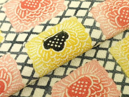 平和屋着物▼名古屋帯　帯反物　花尽くし文　鬼しぼ縮緬　逸品　DABK9040zy