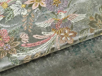 平和屋着物▼西陣　高島織物謹製　名古屋帯　帯反物　鳳凰花丸文　青銅箔　金銀糸　証紙付き　逸品　未使用　DABK9108zy