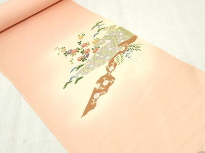 平和屋着物▼付下げ　反物　着尺　草花文　暈し染め　逸品　未使用　DABK9137zy