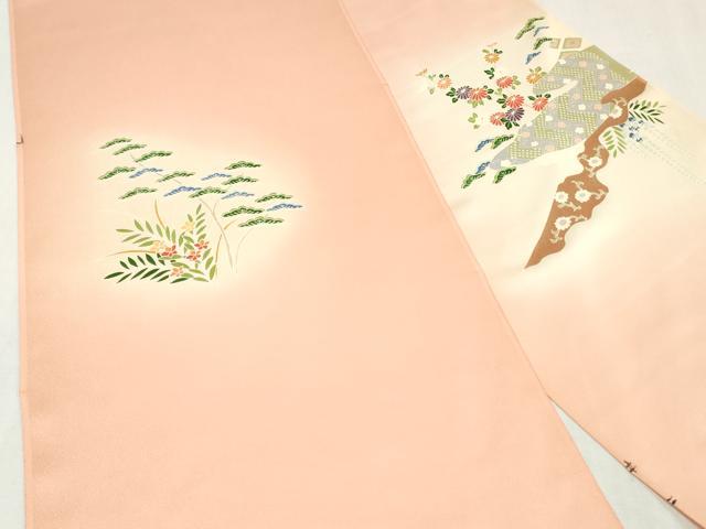 平和屋着物▼付下げ　反物　着尺　草花文　暈し染め　逸品　未使用　DABK9137zy