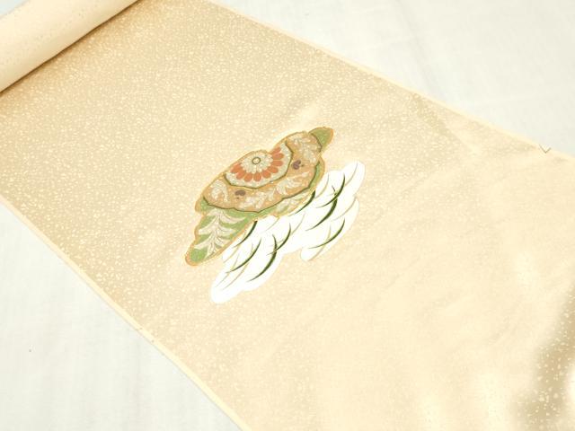 平和屋着物▼付下げ　反物　着尺　駒刺繍　尾長鳥花唐草文　金彩　逸品　未使用　DABK9148zy