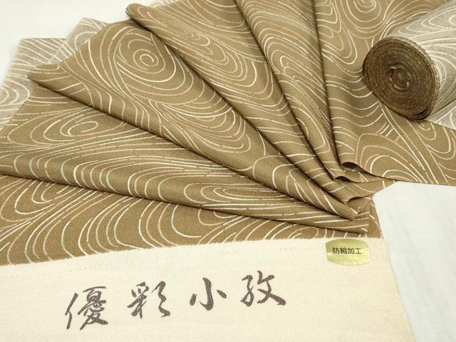 平和屋着物▼小紋　反物　着尺　流水文　鬼しぼ縮緬　逸品　未使用　DABK9153zy