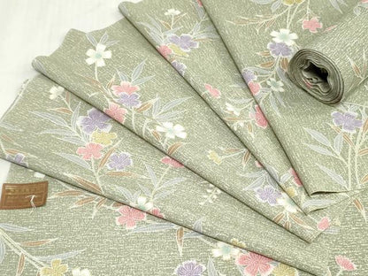 平和屋着物▼小紋　反物　着尺　枝桜　金彩　洗える着物　未使用　DABK9210zy