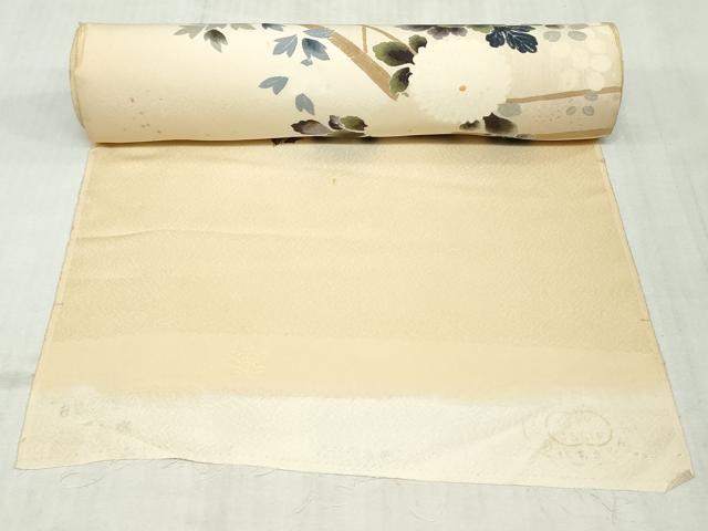 平和屋着物▼付下げ　反物　着尺　刺繍　草花文　十日町織物謹製　逸品　未使用　DABK9245zy