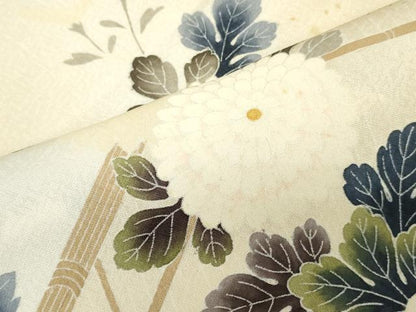 平和屋着物▼付下げ　反物　着尺　刺繍　草花文　十日町織物謹製　逸品　未使用　DABK9245zy