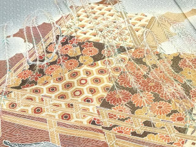 平和屋着物▼付下げ　反物　着尺　切り嵌め吉祥草花文　暈し染め　逸品　未使用　DABK9246zy