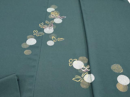 平和屋着物▼付下げ　反物　着尺　刺繍　舞蝶文　金彩　逸品　未使用　DABK9255zy