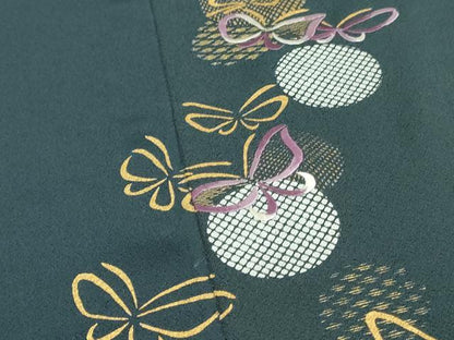 平和屋着物▼付下げ　反物　着尺　刺繍　舞蝶文　金彩　逸品　未使用　DABK9255zy