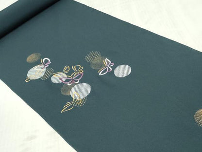 平和屋着物▼付下げ　反物　着尺　刺繍　舞蝶文　金彩　逸品　未使用　DABK9255zy