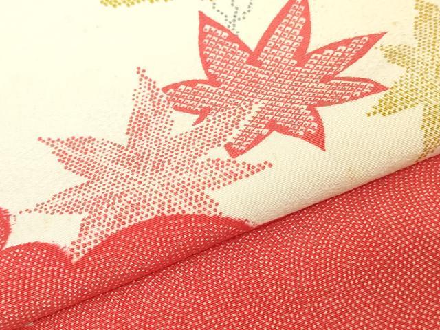 平和屋着物▼小紋　反物　着尺　雲文　楓文　逸品　未使用　DABK9264zy