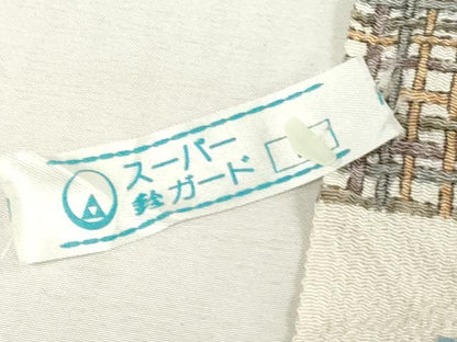 平和屋着物●小紋　反物　着尺　江戸格子更紗　鬼しぼ縮緬　鈴乃屋扱い　逸品　未使用　DABK9265zy