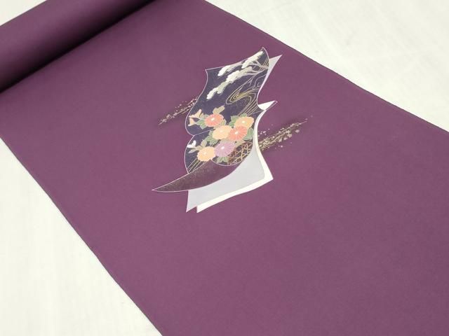 平和屋着物▼中国三大刺繍　相良刺繍　付下げ　反物　着尺　冊子籬草花文　暈し染め　金彩　逸品　未使用　DABK9277zy
